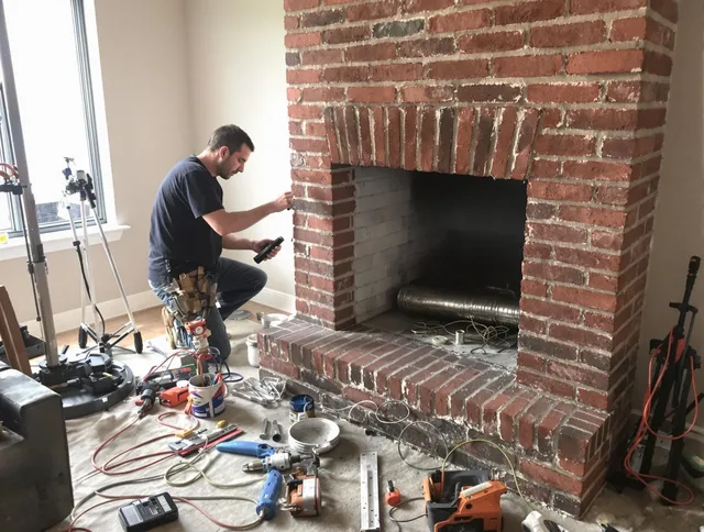 Stratford Chimney Sweep specialist finalizing chimney liner service in Stratford, CT