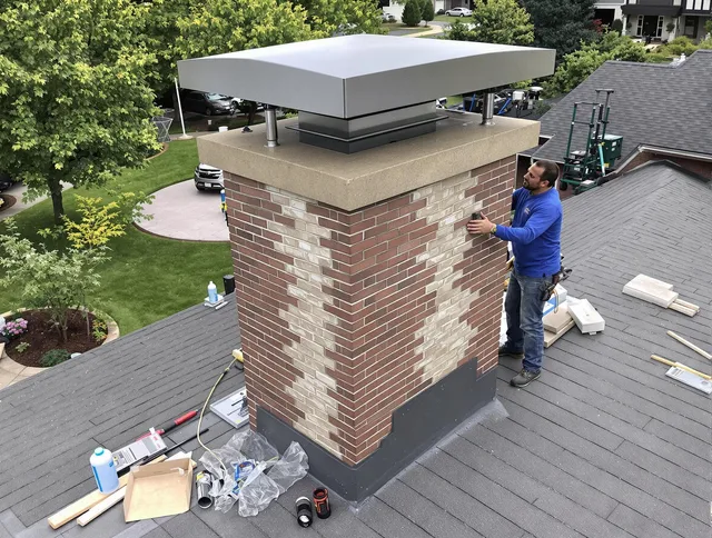 Stratford Chimney Sweep team working on a custom chimney remodel in Stratford, CT