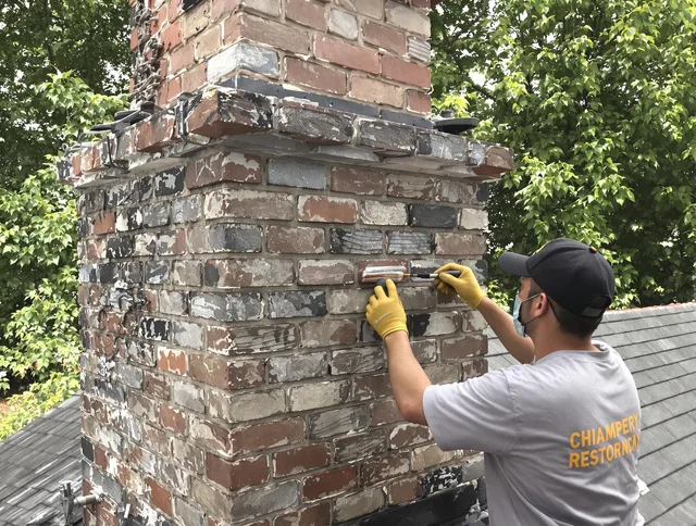 In-progress chimney restoration by Stratford Chimney Sweep in Stratford, CT