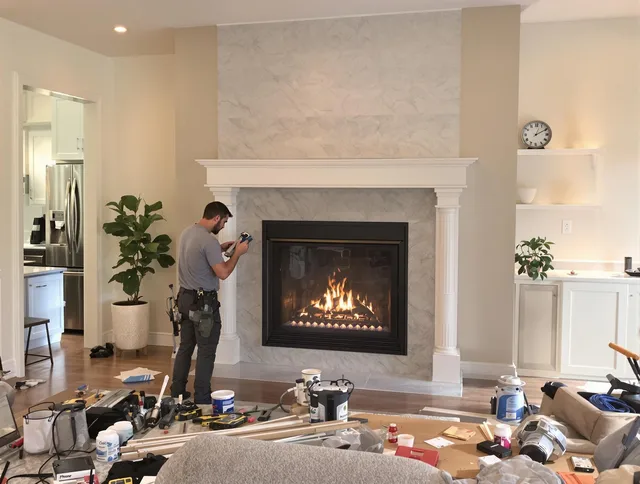Newly installed fireplace by Stratford Chimney Sweep in Stratford, CT